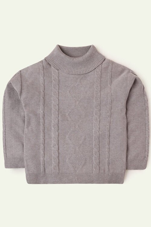 Oversized Grey Cable Knit Sweater