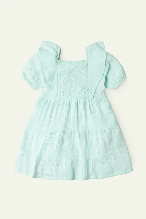 Tier Panel Seersucker Dress