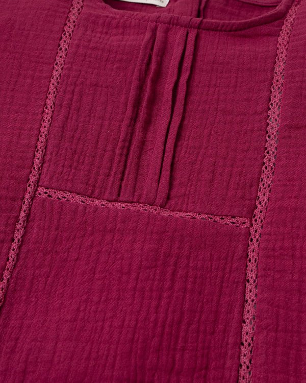 Plum Seersucker Lace Top - Image 2